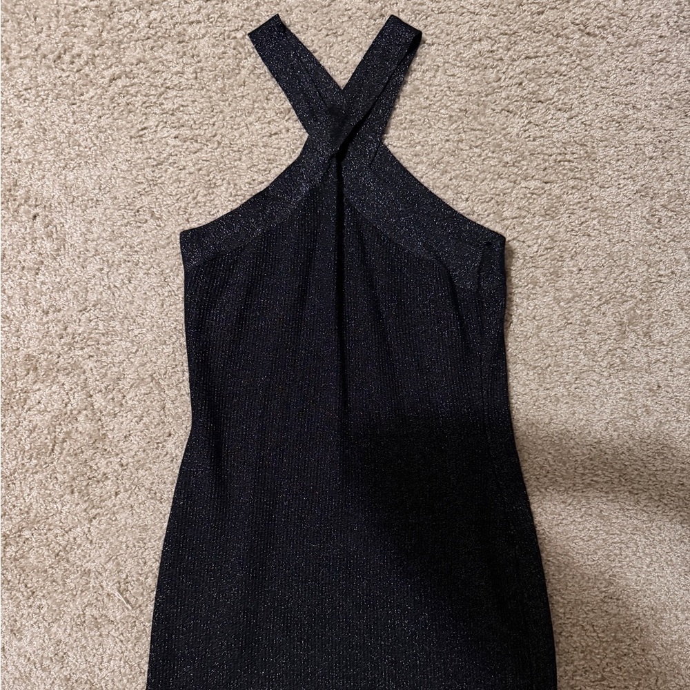 Chic Black Cross-Back Holiday Dress